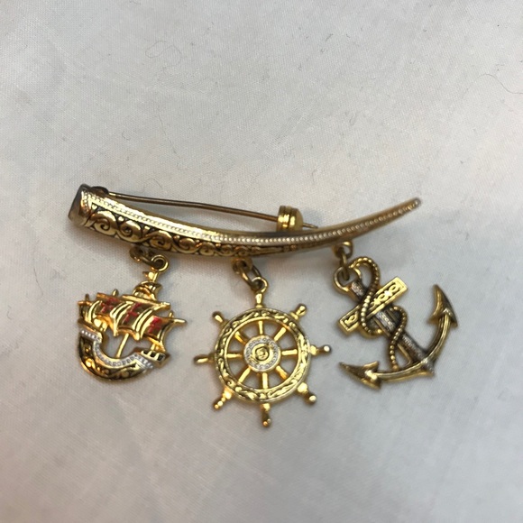 Nautical Brooch with Three Charms - Picture 2 of 3